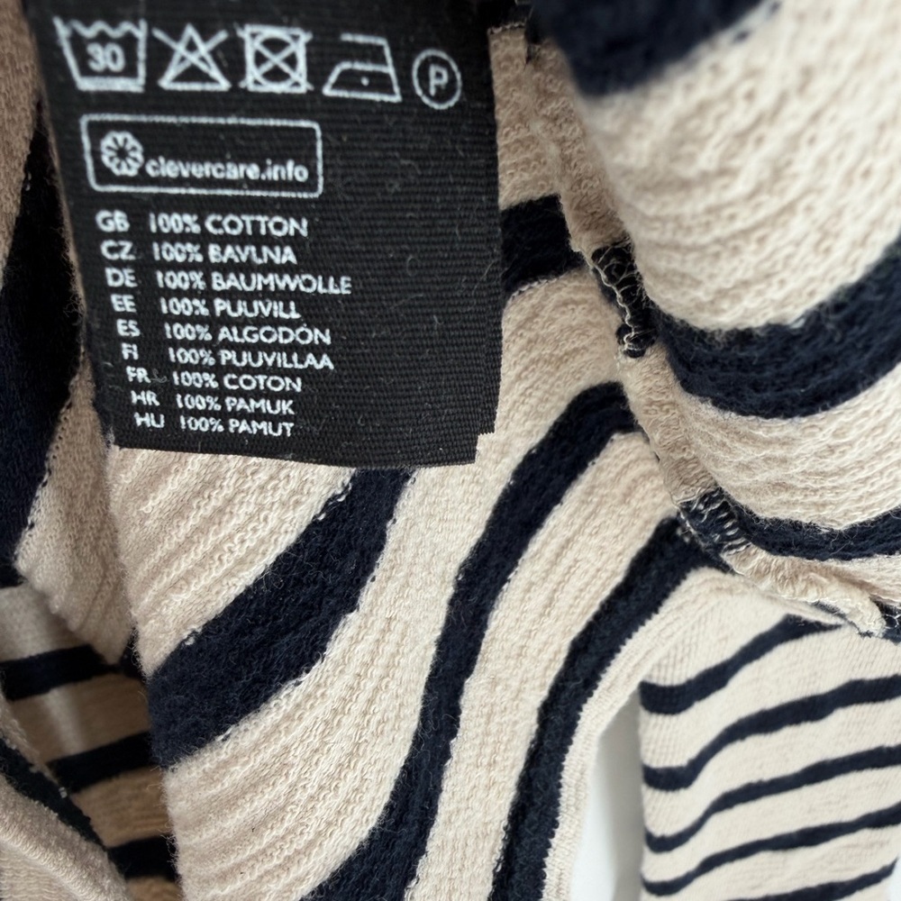 Cos Contrast Neck Pink Collar Striped Long Sleeve Top - Picture 6 of 7